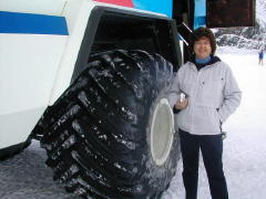 Becky with large bus tire (DSCN1203.jpg)