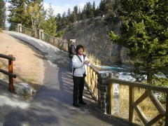 Ms Becky on trail along Bow River (DSCN1230.jpg)